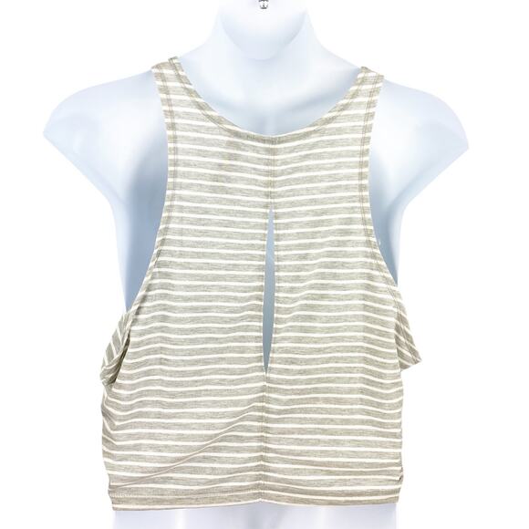 Yogalicious Slit Back Tank Top Gray White Stripe L - Picture 3 of 7